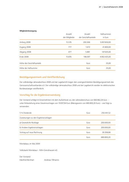 Geschäftsbericht 2008 als PDF - Volksbank Montabaur