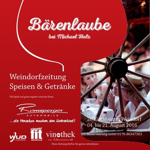 Speisen u. Getränke Baerenlaube 2016