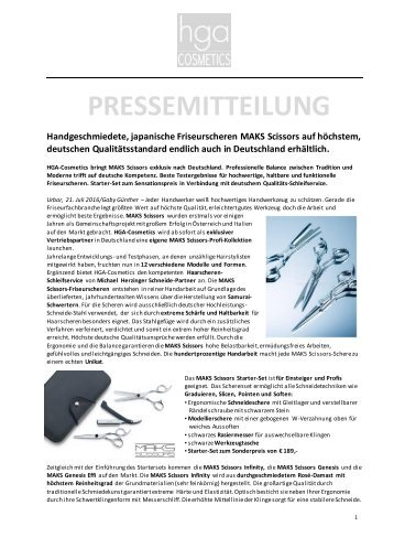 Handgeschmiedete, japanische Friseurscheren MAKS Scissors auf höchstem, deutschen Qualitätsstandard endlich auch in Deutschland erhältlich.	