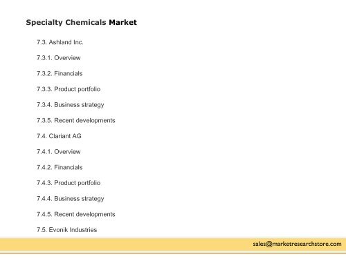 Global Specialty Chemicals Market Growth, Trends, Forecast and Value Chain 2015-2020