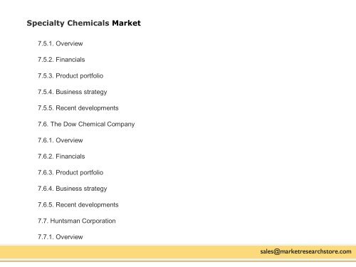 Global Specialty Chemicals Market Growth, Trends, Forecast and Value Chain 2015-2020