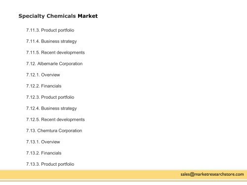 Global Specialty Chemicals Market Growth, Trends, Forecast and Value Chain 2015-2020