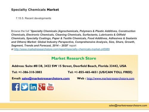 Global Specialty Chemicals Market Growth, Trends, Forecast and Value Chain 2015-2020