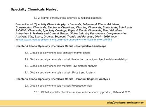 Global Specialty Chemicals Market Growth, Trends, Forecast and Value Chain 2015-2020