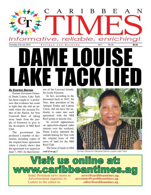 Caribbean Times 56th Issue - Thursday 21st July 2016