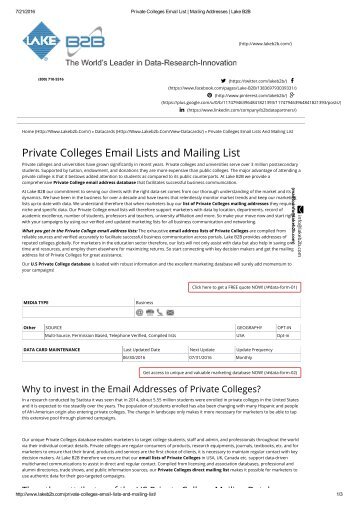 private colleges email contact list