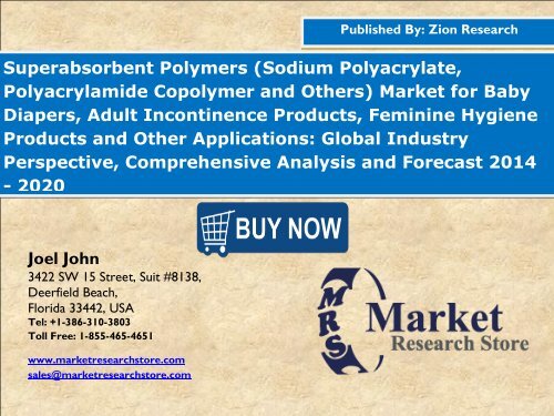 Global Superabsorbent Polymers Market to Expand at 5% CAGR till 2020