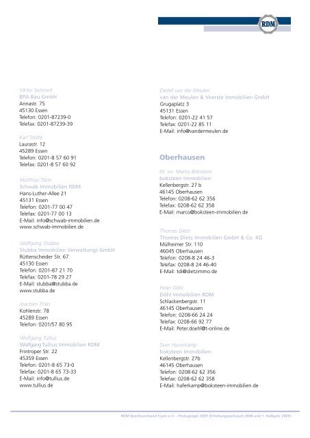 Preisspiegel 2009 (Erhebungszeitraum - Ring Deutscher Makler