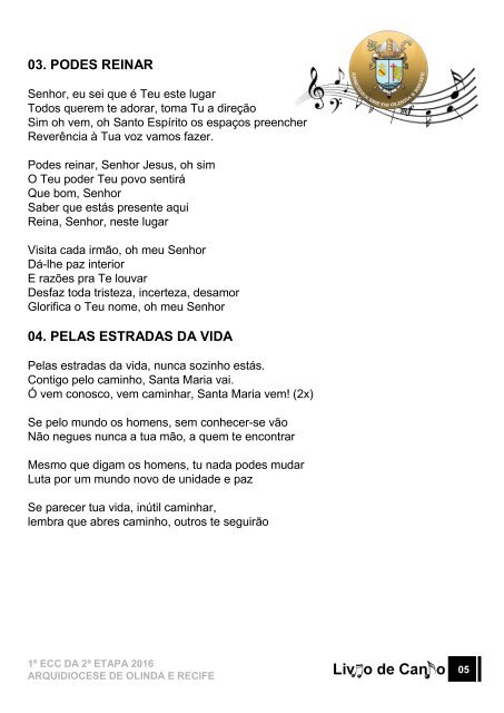 Livro de Canto 1º ECC 2ª Etapa 2016