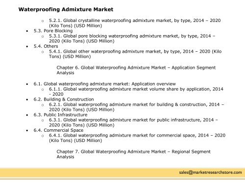 Waterproofing Admixture Market Dynamics, Forecast, Analysis and Supply Demand 2016-2020