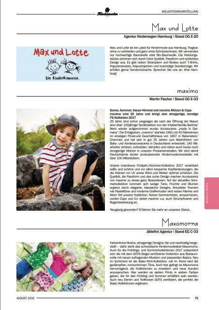 Kindermoden Nord Katalog August 2016