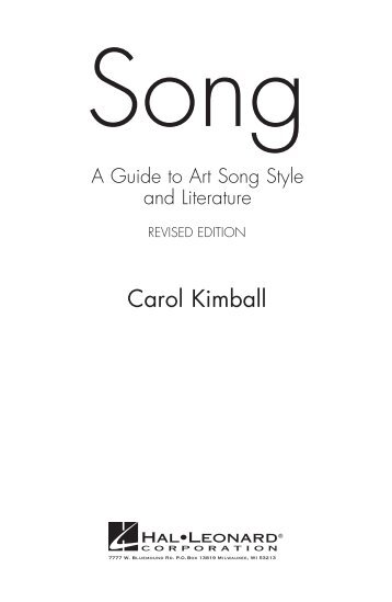 Song – Revised Edition: A Guide to Art Song Style and Literature