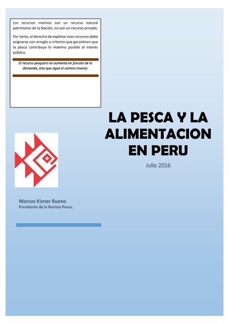 LA PESCA Y LA ALIMENTACION EN EL PERU