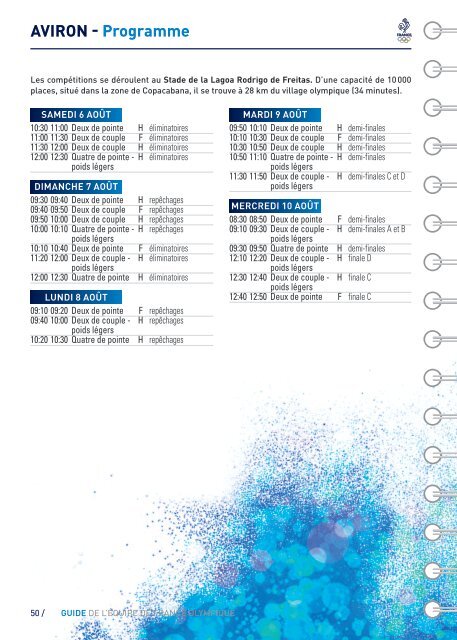 JEUX OLYMPIQUES DE RIO DU 5 AU 21 AOÛT 2016