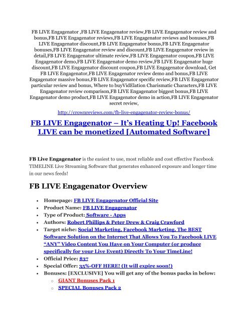 FB LIVE Engagenator review pro-$15900 bonuses (free)