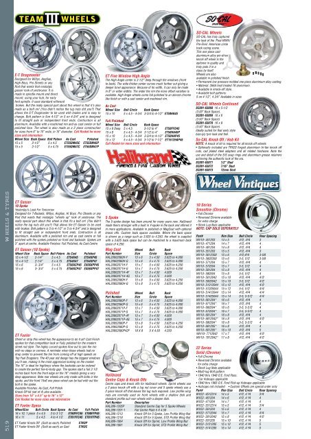 Wheel Vintiques Custom Backspace Chart