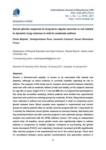 Serum ghrelin response to long-term regular exercise is not related to dynamic lung volumes in mild to moderate asthma