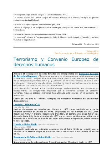 Terrorismo y Convenio Europeo de derechos humanos