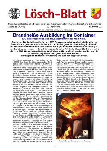 Lösch-Blatt - Ausgabe 2/2005 - Kreisfeuerwehrverband Rendsburg ...