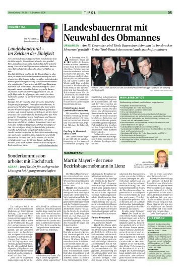 Landesbauernrat mit Neuwahl des Obmannes - Tiroler Bauernbund