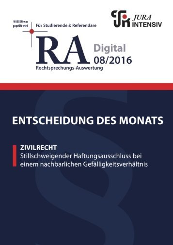 RA 08/2016 - Entscheidung des Monats