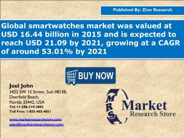Global Smartwatches Market to Reach 21.09 billion by 2020, Growing at CAGR of  53.01% by 2020