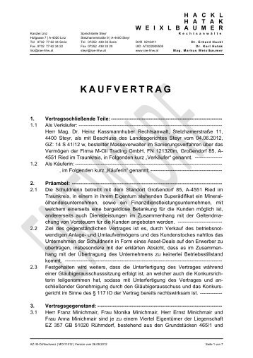 KAUFVERTRAG - Hackl & Hatak