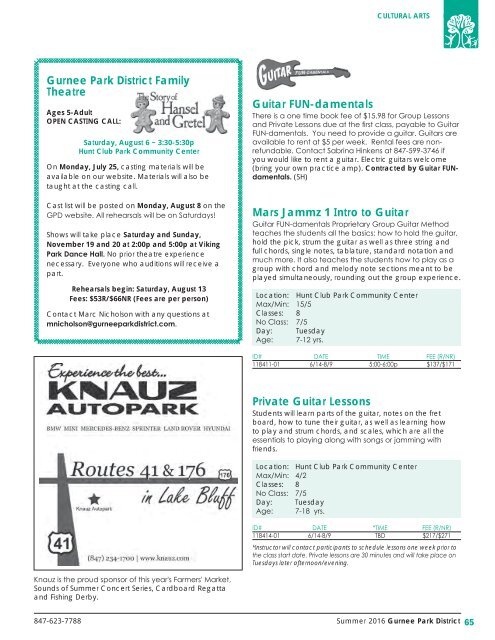 Gurnee Park District Summer 2016 Program and Events Guide