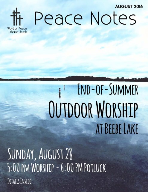 Peace Notes August 2016 - Word of Peace Lutheran Church