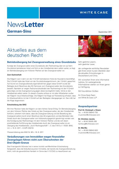 Download PDF: German-Sino Newletter September ... - White & Case
