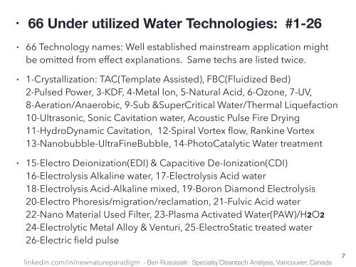 Cztery poziomy Czyste, Tanie, w Pełni Niewykorzystany, Technologie Wodne dla zastosowań komercyjnych, przemysłowych i rolnictwa / Environmentally Friendly, Low Cost, Less Well Known Water Technology for The Future