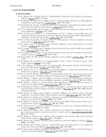 Curriculum vitae Ralf Metzler 9 2 LIST OF PUBLICATIONS A Journal ...