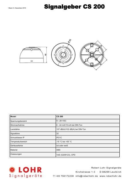 Lohr Signalgeräte Industrie Katalog