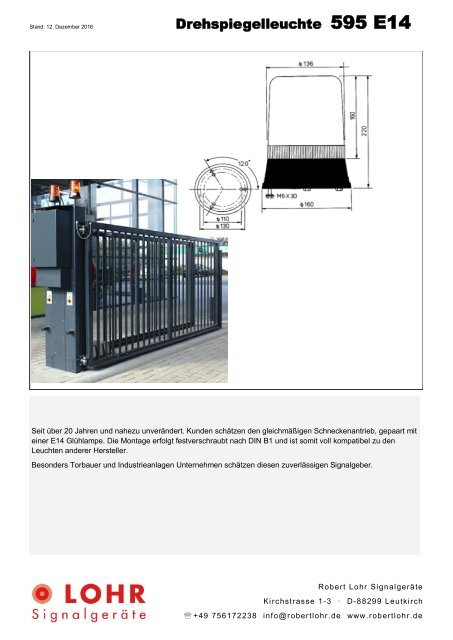 Lohr Signalgeräte Industrie Katalog