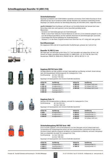 Schnellkupplungen Baureihe 18 (ARO 210)