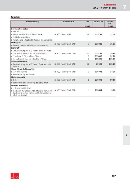 ACO KELLERBAU PREISLISTE 2016