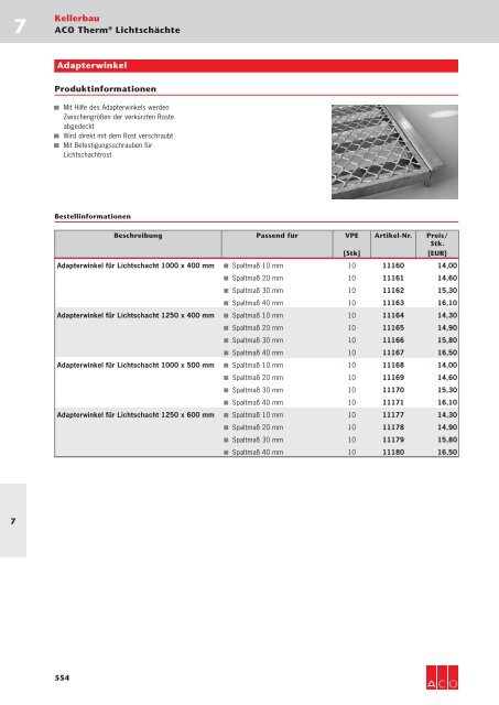 ACO KELLERBAU PREISLISTE 2016