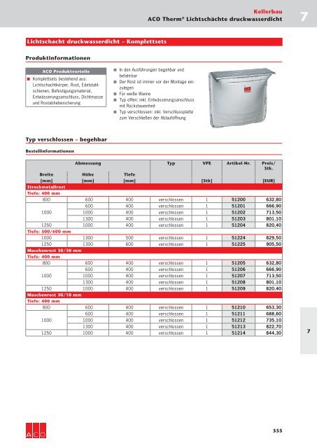 ACO KELLERBAU PREISLISTE 2016