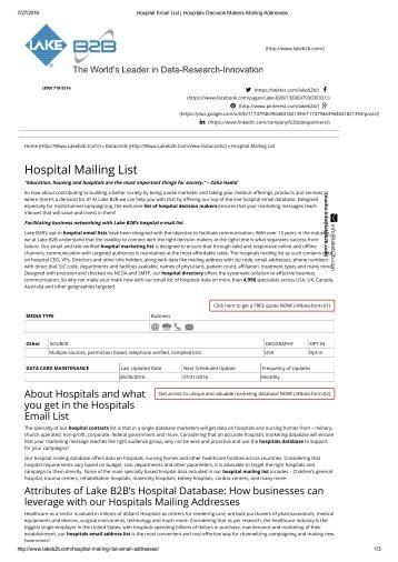 List of Hospital with Email Address