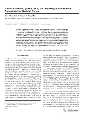 A new rhenanite ([beta]-NaCaPO4) and hydroxyapatite ... - AC Tas