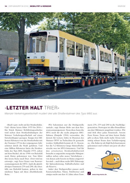 DER MAINZER - Das Magazin für Mainz und Rheinhessen - Nr. 311 - August 2016