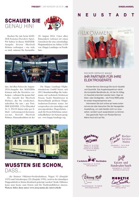 DER MAINZER - Das Magazin für Mainz und Rheinhessen - Nr. 311 - August 2016