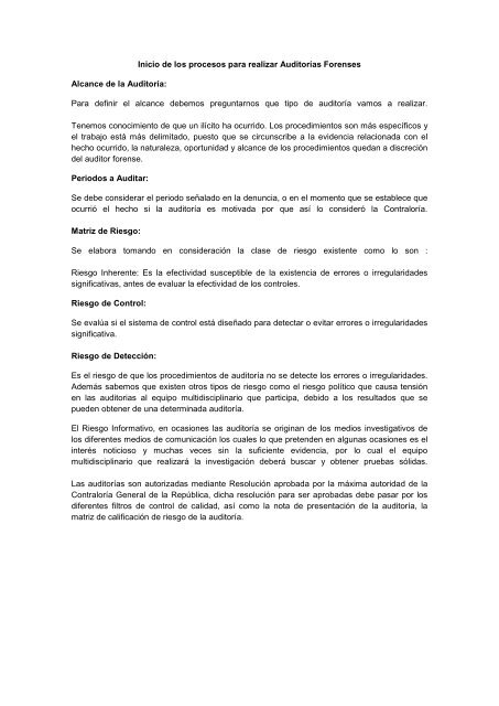 Inicio de los procesos para realizar Auditorías Forenses