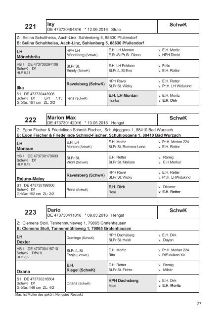 Fohlenschaukatalog Kaltblut II - Pferdezuchtverband Baden-Württemberg