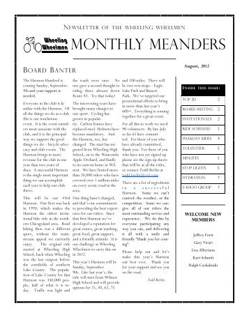 AUG 2012 Newsletter - Wheeling Wheelmen Bicycle Club