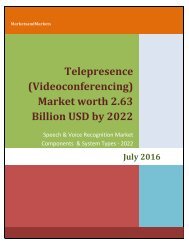  Telepresence (Videoconferencing) Market worth 2.63 Billion USD by 2022 