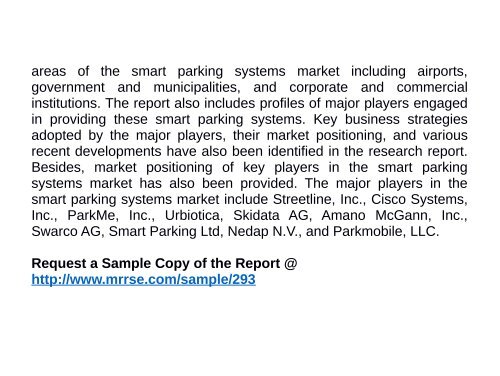 Smart Parking Systems Market :  Historical, Current and Projected industry size and Recent Industry Trends by 2015 - 2022