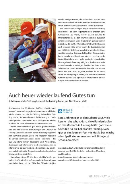 2016 JULI/AUGUST / LEBENSHILFE FREISING / TAUSENDFÜSSLER-MAGAZIN