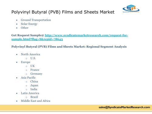 Polyvinyl Butyral (PVB) Films and Sheets Market