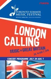 Toronto Summer Music Festival - Concert Programme - July 29 to August 7